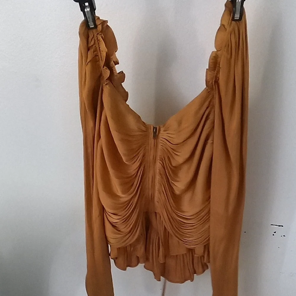 House of Harlow 1960 Mustard Ruched Blouse - Picture 2 of 2